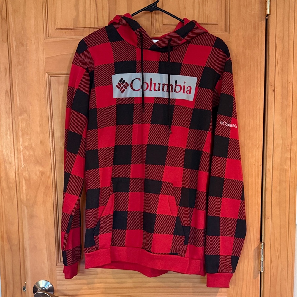 Columbia Black and Red Checkered Men's Hoodie